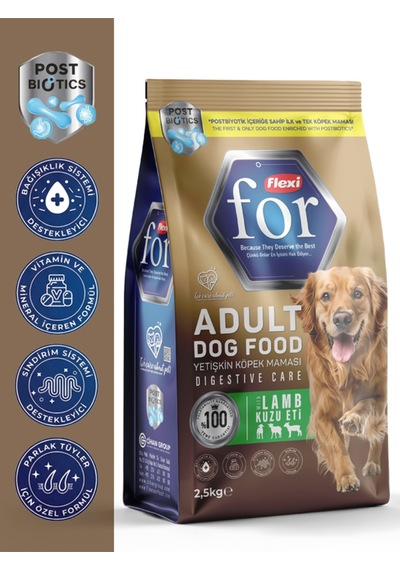 Kuzu Etli Yetişkin Köpek Maması - Postbiyotik İçerikli Sindirim Destekleyici - 2,5 Kg