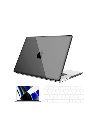 NovStrap Apple Uyumlu MacBook Pro 2021 M1 16.2 inc A2485 Parlak Alt Üst Kılıf + Klavye Kılıfı + Film