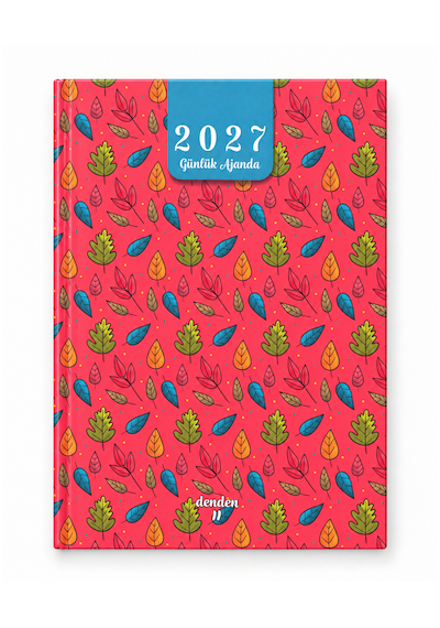 2027 Günlük Ajanda Yapraklar Turuncu Çok Renkli