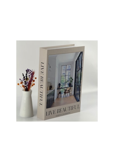 Bak Gel Al Kitap Görünümlü Dekoratif Kutu, Iskandinav Tarzı Kitap Şeklinde Saklama Kutusu, Ev Dekorasyonu, Modern Ev Dekorasyonu- Live Beautiful - Dvdktpkt008