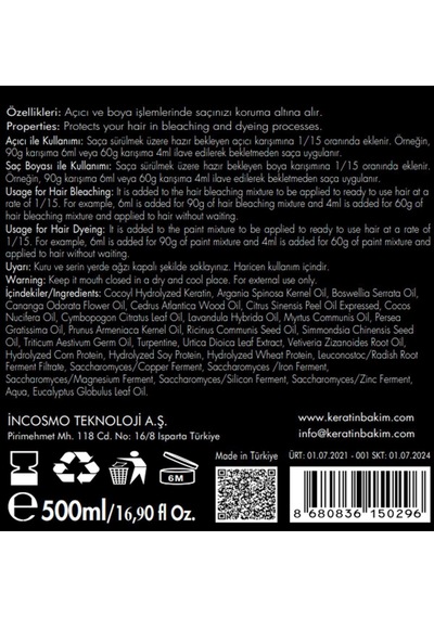 Oil Plex 500ml Saçı Yakmadan Açmak Için Oryalden Saç Koruyucu