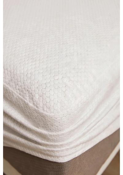 Sıvı Geçirmez Fitted Bazalı Honeycomb Desenli Yatak Alezi Nefes Alan Microfiber Yatak Koruyucu Alez Beyaz Tek Kişilik - Çift Kişilik