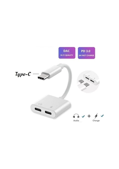 5067s Type C To Kulaklık Şarj Çevirici Çoklayıcı Adaptör Çoğaltıc
