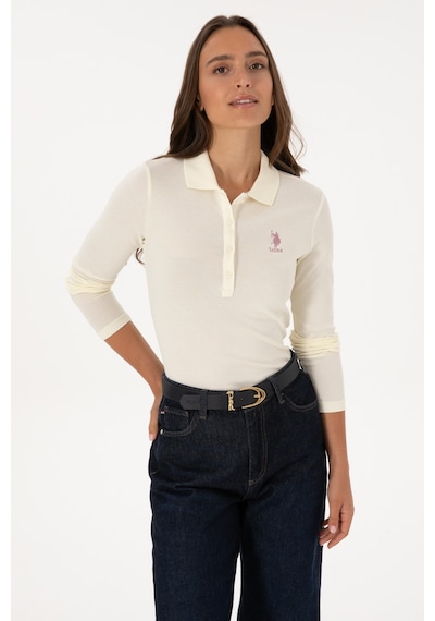 U.S. Polo Assn. Kadın Krem Basic Polo Yaka Sweatshırt 50307755-VR256 U.S. Polo Assn. Kadın Krem Basic Polo Yaka Sweatshırt 50307755-VR256