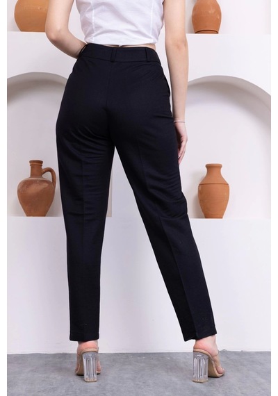 Lodmela Cep Detaylı Örme Kumaş Kadın Pantolon 0040-siyah Siyah