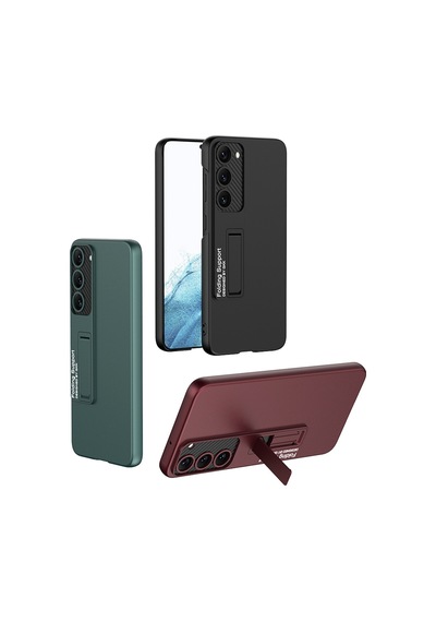 Samsung Galaxy S22 Plus Uyumlu Standlı Mat Full Koruyucu Kapak Matte Full Protective Cover Kırmızı