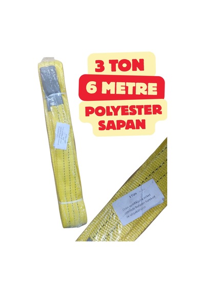 Klc 3 Ton 6 Metre Sarı Renk Sapan Polyester Spanzet Sağlam Yük Kaldırma Taşıma İndirme Halat 3t6m Klc 3 Ton 6 Metre Sarı Renk Sapan Polyester Spanzet Sağlam Yük Kaldırma Taşıma İndirme Halat 3t6m