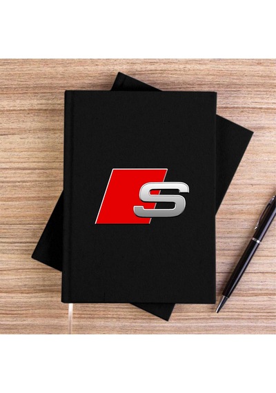 Audi S Line Logo Siyah Çizgisiz Kanvas Defter