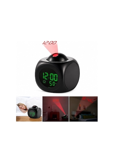 Sunup Sn-25936 Porjeksiyonlu Ledli Siyah Çalar Saat