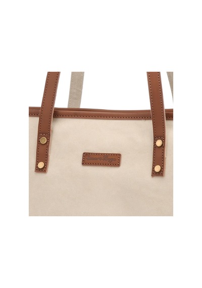 Kanvas Kumaş Kadın Omuz Çantası Smart Bags 1330 Bej