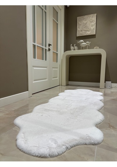 Ultra Soft Beyaz Yumuşak Dokulu Peluş Halı Çift Kafa Post
