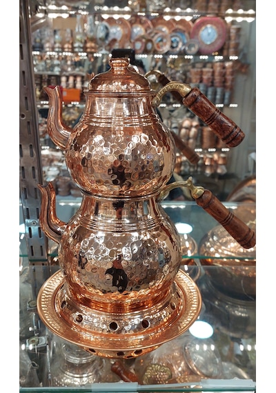 Bakır Çaydanlık & Bakır Demlik El Dövmesi Dövme Desenli Bakır Çay