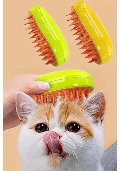 Thentech Buhar Üfleme Özellikli Kedi Köpek Tüy Tarağı Tüyleri Yumuşatıp Tarayan Silikon Uç Kedi Köpek Tarağı