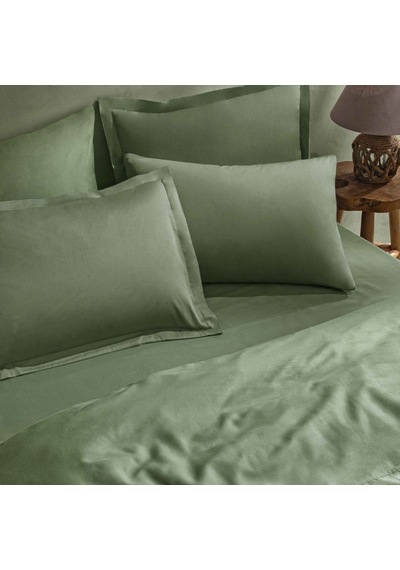 Linens Mix&match Pamuk Saten King Size Lastikli Çarşaf Koyu Yeşil