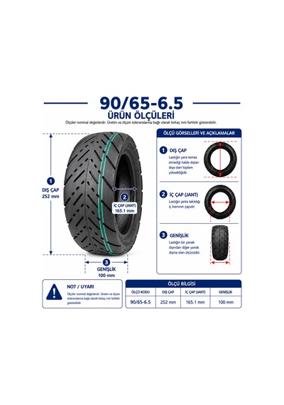 Tuovt Td-8016 90/65-6.5 Tubeless Elektrikli Scooter Dış Lastik