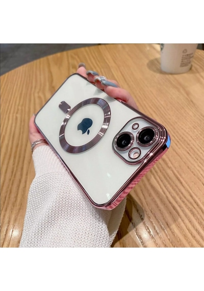 Apple Uyumlu iPhone  14 Plus Kilif Magsafe Kamera Lensli Korumali Seffaf 561062587