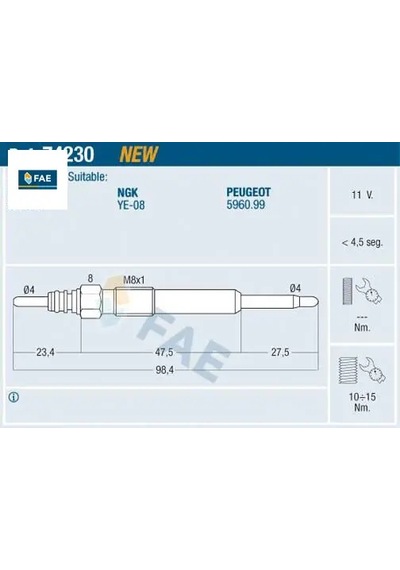 Kızdırma Bujisi 407-p607-p807-p4007 2.2 Hdı C5-c6-c8 2.2 Hdı 06 Galaxy-mondeo Iv 2.2 Tdcı 11v Freel Fae 5960.g6