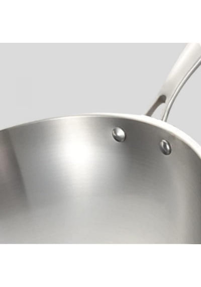 Ceviz Mutfak Kızartma Tavası Paslanmaz Çelik Wok Kaplamasız Yapışmaz Tava İndüksiyon Gazlı Ocak Ve İndüksiyonlu Ocak İçin Uygun B 34 Cm A 32 Cm Çok Renkli