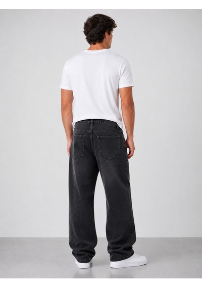 Classics Men Black Wood Denim Erkek Baggy Jean Pantolon 7748 Füme