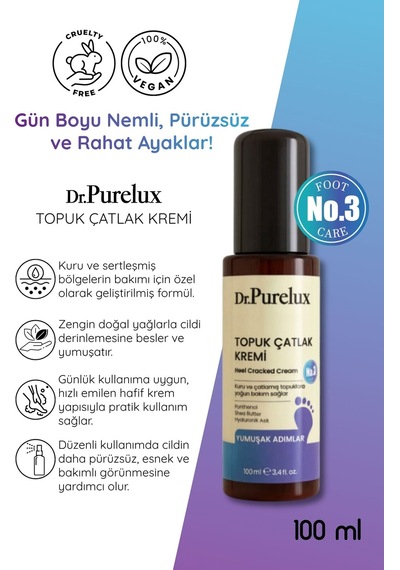 Topuk Çatlak Kremi Shea Yağı & Hyaluronik Asit İçerikli Yoğun Nemlendirici Bakım Kremi 100 Ml