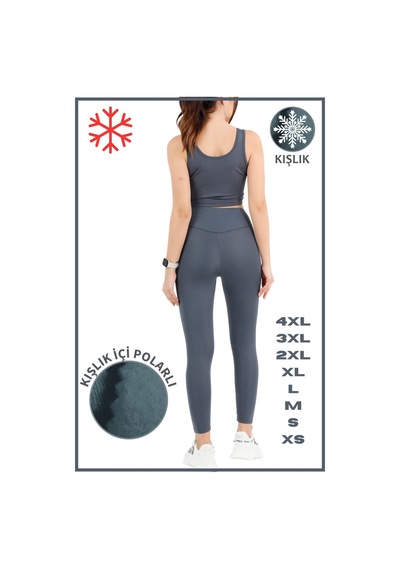 Missmaral Kadın Kışlık Içi Polarlı Yüksek Bel Toparlayıcı Tayt Lacivert Curve High Waist Fleece Winter 1048 Antrasit