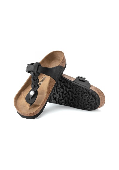 Birkenstock Gizeh Leoi Braided Parmakarası Siyah Kadın Terlik Siyah
