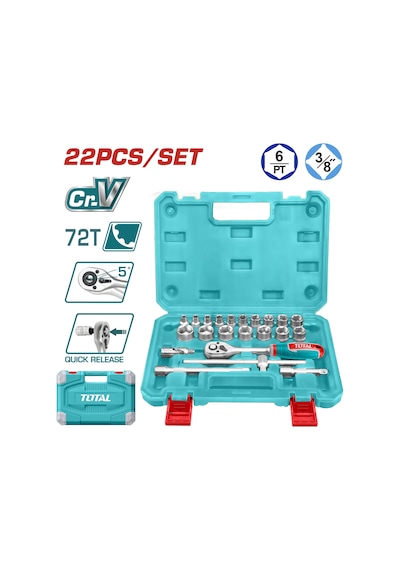 Total 3/8'' 22 Parça Lokma Takımı Seti