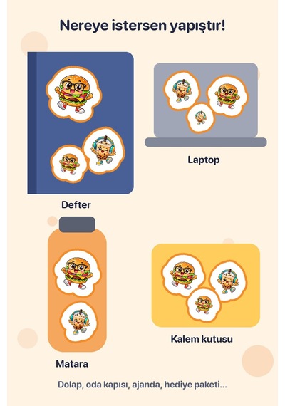 Lezzetli Kafalar 2 Adet Dev Yiyecek Sticker Çıkartma A4 Laptop Etiketi Çok Renkli