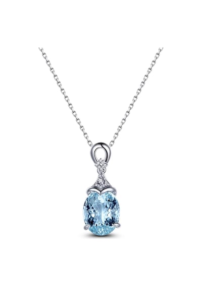 Brezza Lusso Jewelry Gümüş Deniz Mavisi Zirkon Taşlı Damla Kadın Kolye 45 CM