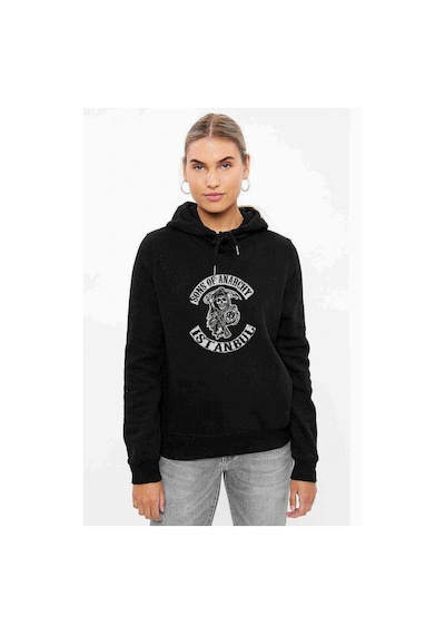 Sons Of Anarchy Istanbul Baskılı Siyah Kadın Kapşonlu Sweashirt