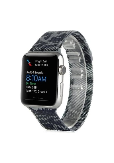 Ally Apple Watch Uyumlu 7-8 45mm 6-5-4 44mm Kayış Kordon Metal Milano Loop Kamuflaj 3-2-1 42mm- 5775