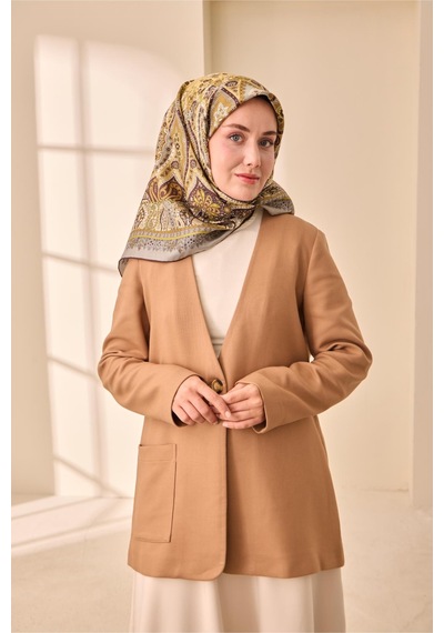 Silk Home Twill İpek Eşarp 11476-49 Acı Kahve, Bej, Yeşil, Yeşil Gri
