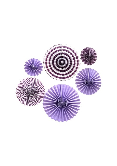 Kağıt Yelpaze Süs Mor Set 6 Lı