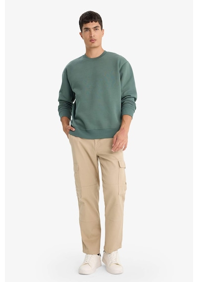 Defacto Relax Fit Bisiklet Yaka Kalın İçi Yumuşak Tüylü Basic Düz Sweatshirt T5139az25augn1019 Yeşil