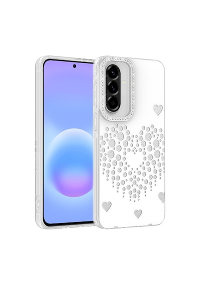 Maks Technology Samsung Galaxy Uyumlu A57 Kılıf Damla Taşlı Mkst Rivas Sert Pc Kapak - Beyaz