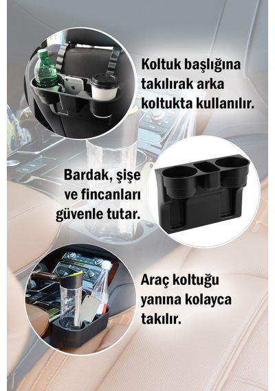 Dayanıklı Oto Koltuk Yanı Bardak Tutucu Ve Telefon Tutucu Pratik Araç İçi Eşya Düzenleyici Aparat