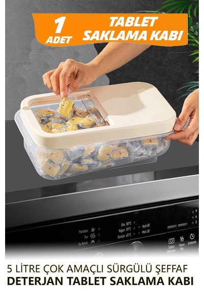 Multibox Tahıl Mama Bakliyat Un Vs. Şeffaf Sürgülü Kapak Erzak Saklama Kabı 5 Litre