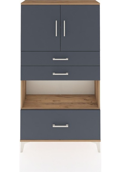 Arges Dolap 3 Raflı 3 Çekmeceli 2 Kapaklı 88x30x163 Çam-antrasit Atlas Çam