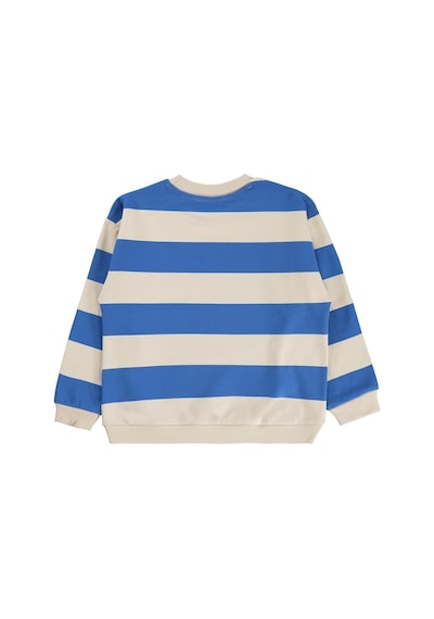 Civil Boys Kalın Çizgili Basic 6-9 Yaş Sweatshirt - Mavi Saks Mavisi