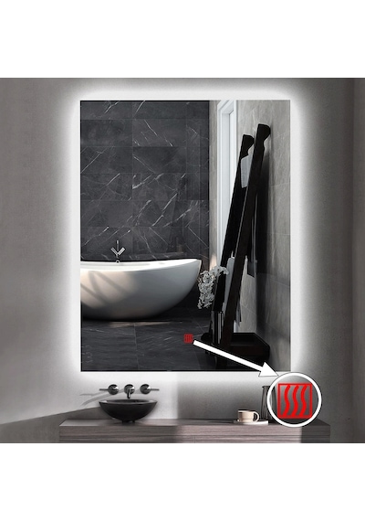 50x70 H Cm Buğu Çözücülü Ledli Banyo Aynası Şeffaf