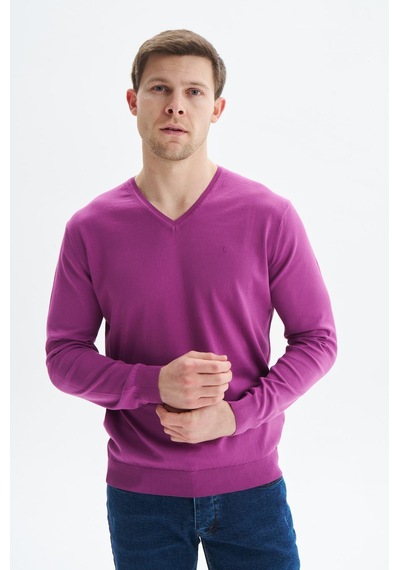 AR-MA Arma Erkek Slim Fit Basic V Yaka Triko Kazak K9kro0852 Mor