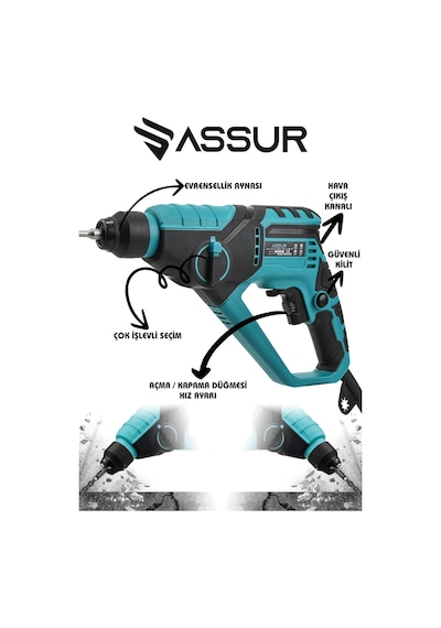 Assur 250W 2 Kademeli Bakır Sargılı Darbeli Kırıcı Delici Hilti - 1770