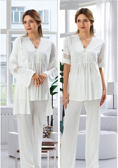 Duchesse 3007 Hamile Lohusa 3'Lü Pijama Sabahlık Takım