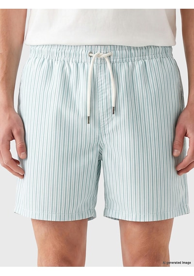 Lcw Swımwear Turkuaz Kısa Boy Çizgili Erkek Deniz Şortu