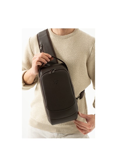 Westpolo Unisex Vegan Deri Çapraz Göğüs Ve Omuz Çantası Body Bag - Kahverengi