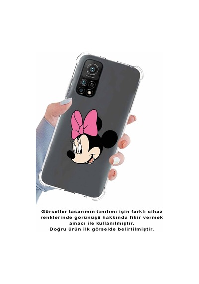 Xiaomi Redmi K20 Köşe Korumalı Antişok Kapak Minnie Mouse Tasarımlı Şeffaf Kılıf