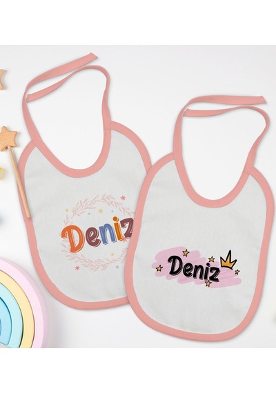 BK Kids Kişiye Özel İsimli 2’li Pembe Mama Önlüğü-15 Pembe