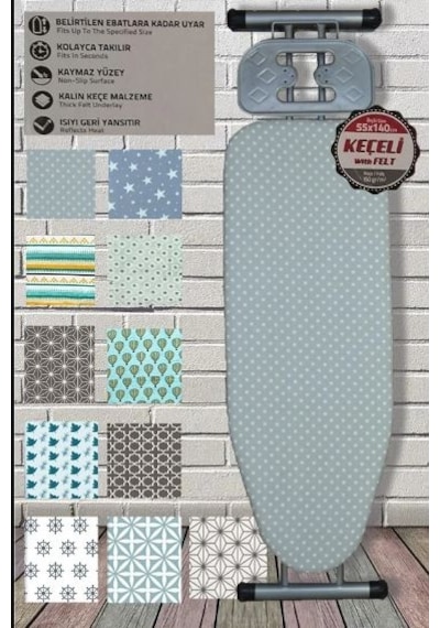 Keçeli Yanmaz Kumaş Ütü Masası Kılıfı Lastikli 50 x 120 CM