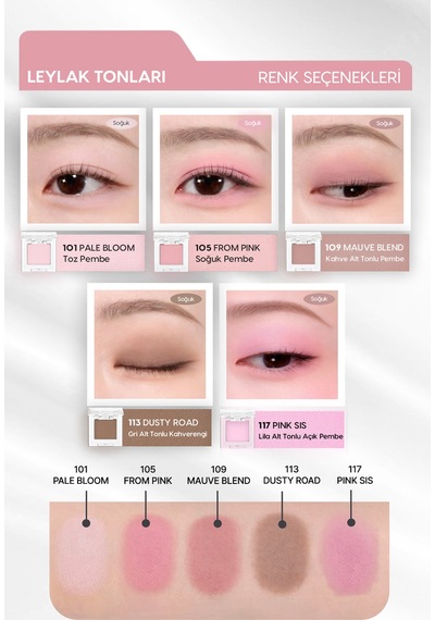 Yumuşak Dokulu, Dökülme Yapmayan Mat Tekli Göz Farı Modern Shadow Matte 117 Pink Sis