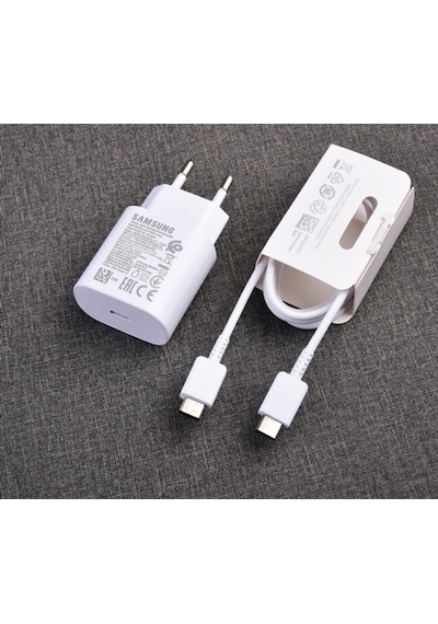 Samsung Uyumlu TA800 25 W Type-C Hızlı Şarj Aleti Kablo Set Beyaz